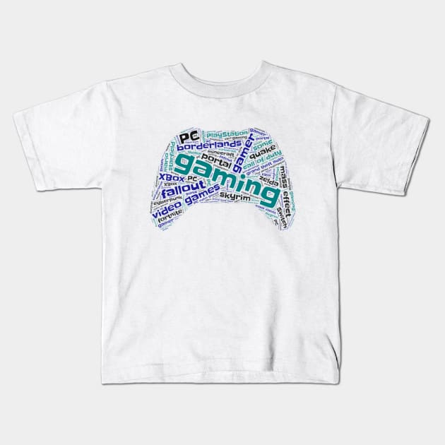 Gaming Wordcloud for Lighter Backgrounds Kids T-Shirt by WYL - Words You Love